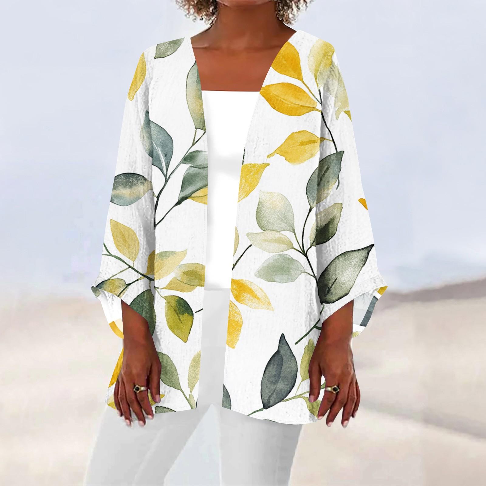 

Жіноча повсякденна мода пляжна легка куртка середньої довжини з принтом океанського дерева S