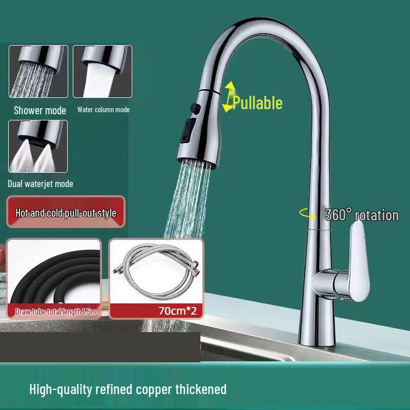 TLXT Pull-Out Kitchen Sink Faucet with 3 Spray Modes