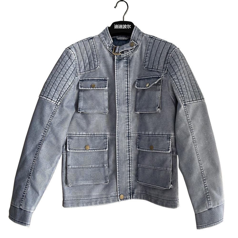 New winter PU men's leather jacket washed retro men's leather jacket