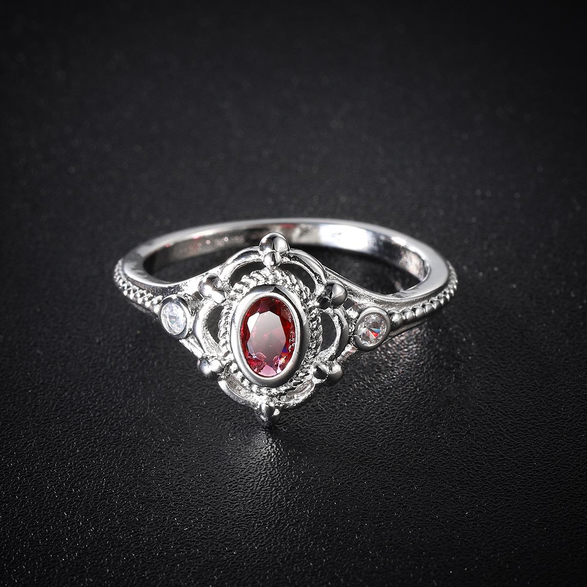 

Ladies Ring Fashion Vintage Ruby Red Inlaid Women Wedding Accessory Decoration 10