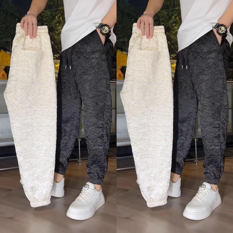 

Men s 2024 Summer Chinese-Style Jacquard Casual Harem Pants M (90-110 jin)