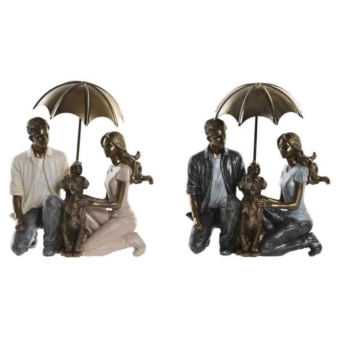 Figurine Décorative 15,5 X 8,5 X 14,5 Cm 15,5 X 8,5 X 19 Cm Multicouleur Couple (2 Unités)