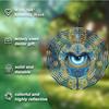 Eye Themed Metal Wind Spinner Outdoor Garden Decor Blue and Golden Circular Design Indoor Hanging Ornament No Power Needed for All Seasons