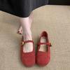 Versatile Round Head Shallow Mouth Fairy Style Single Shoes Female Spring New Gentle Red with Skirt Mary Jane Doudou Shoes