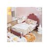 Lit d'enfant - MUVOE - 90x200cm - Tête de lit fleur - Velours rouge haricot - Montage facile