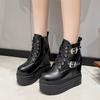 Fashion Women High Platform Ankle Boots Autumn Gothic Style Leather Shoes Buckle Punk Motorcycle Boots Round Toe Chunky Sneakers