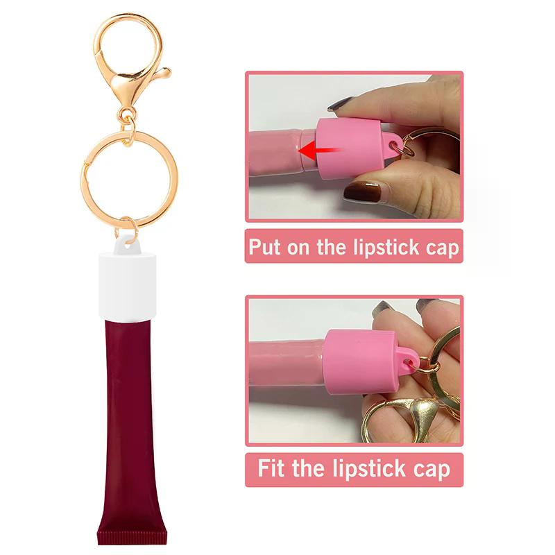 1Pcs Practical Silicone Keychain Cap Accessories Portable Durable Holder Keyring Compatible For Lipgloss Storage And Balm Cap