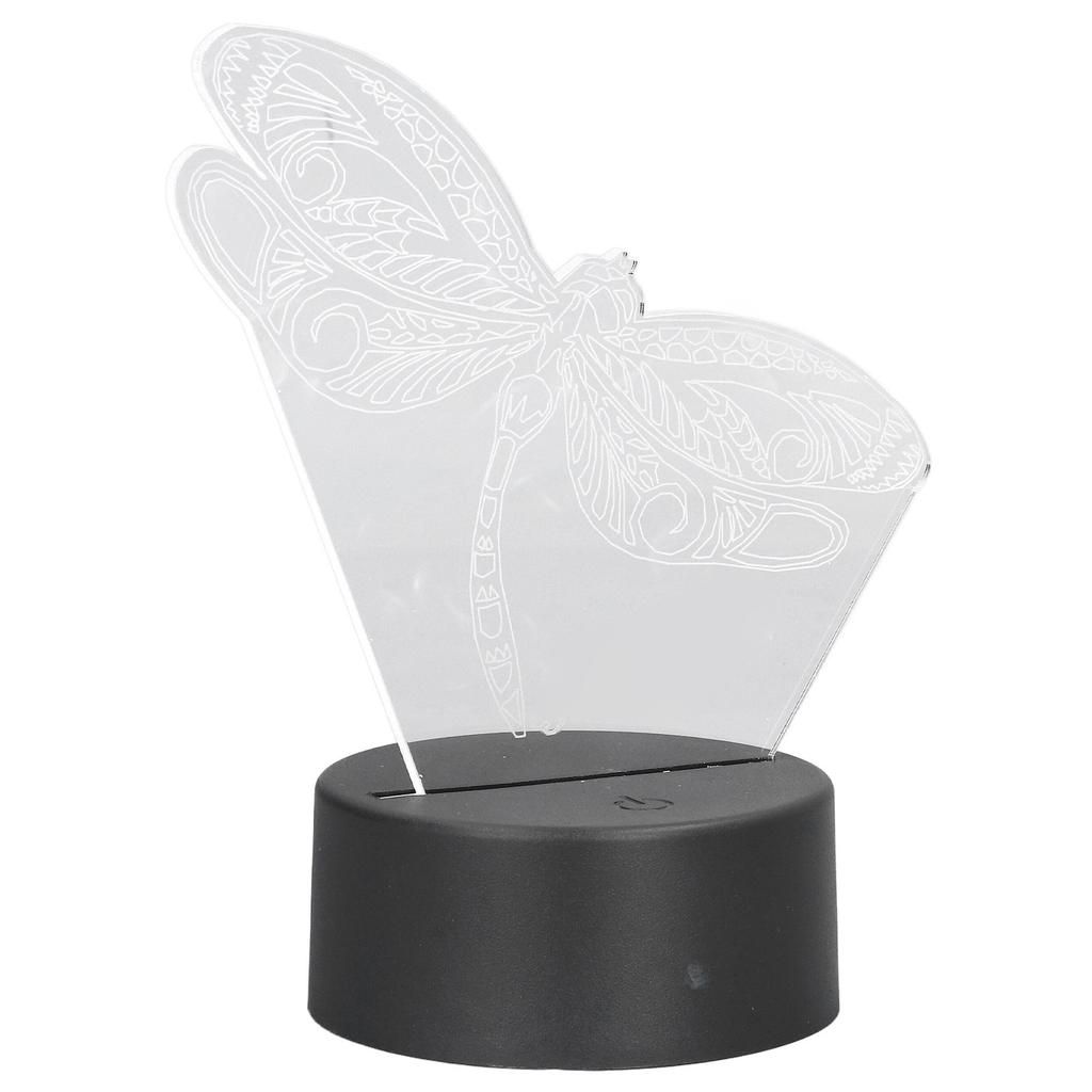 Dragonfly Pattern 3D Light 7 Color Changing LED Night Light USB Battery Powered 3D Decorative Lamp
