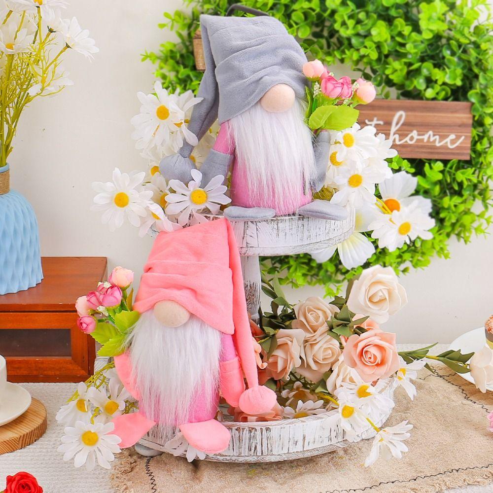 Soft Tulip Rudolph Doll Standing Dwarf Dolls Ornament Creative Faceless Gnome Doll  Valentine's Day