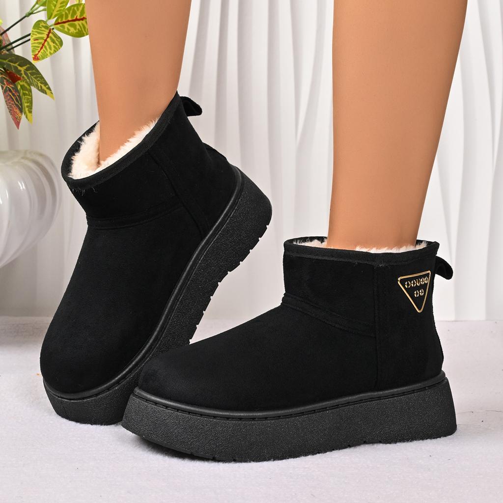Fashion Warm Plush Brown Non Slip Snow Boots with Platform Women 2025 Winter Soft Thick Bottom Ankle Boots Fluffy Fur Woman's Shoes