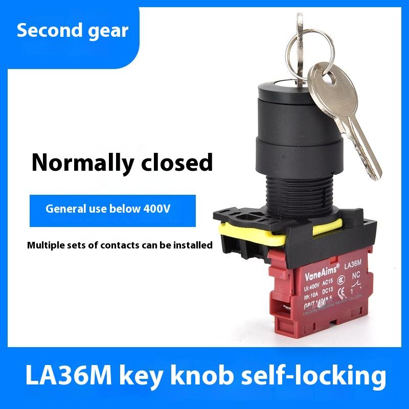 1 Set 12V 220V 10A 2/3 Position 1/2No 1/2Nc On Off Knob Button Rotary Switch Selector With Keys 22Mm La36M Key Switch