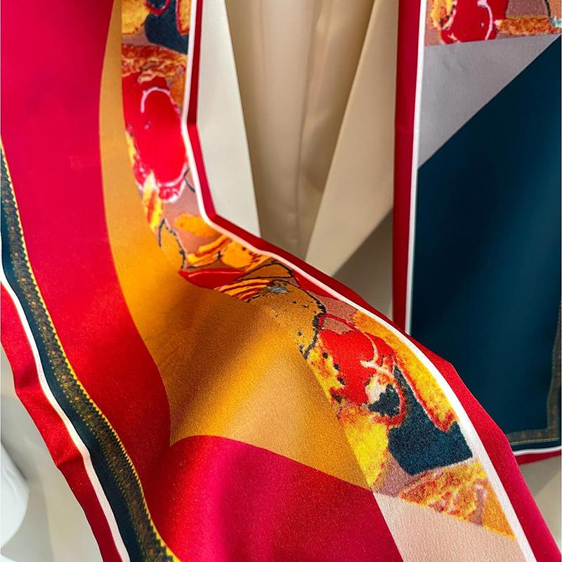 Pañuelo de seda fino de moda para mujer, cintas para el pelo, diademas, pañuelos, bolsos, muñequeras, pañuelos, corbatas para el cuello