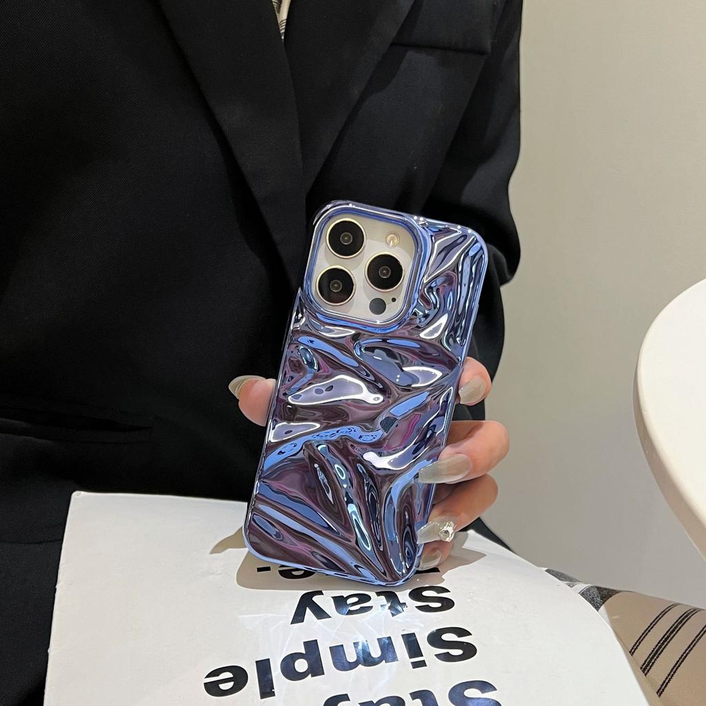 Electroplated 3D Wrinkle Texture Compatible with iPhone 16 Pro Max Apple 17 Phone Case 14/15 Soft Case High-end Feel