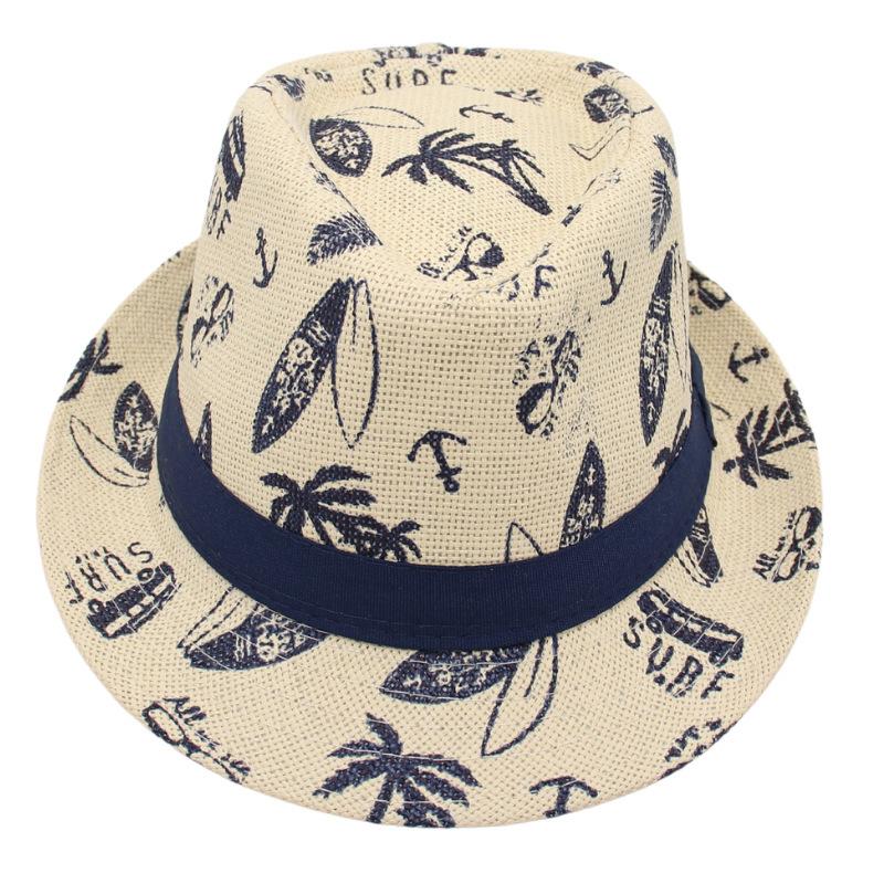 Hawaiian Beach Hat Short Brim Sun Hat Printed Sunscreen Breathable Straw Hat Vacation Sun Hat Men And Women
