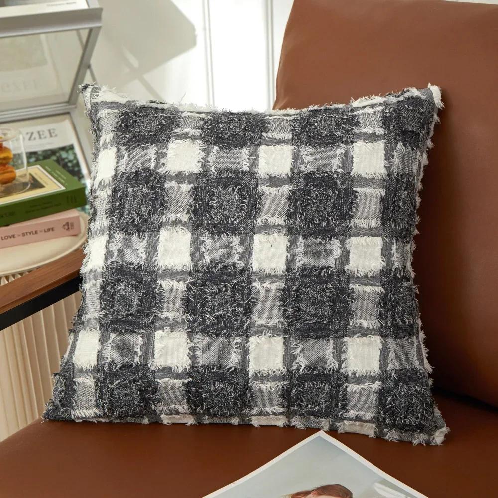 

Modern Lattice Throw Pillow Covers Couch Throws Square Soft Cozy Pillowcases for Bed Sofa Cushion Living Room Home Decorative 45x45cm серый