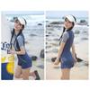 Swimsuit Women's One-piece Conservative Slightly Fat Girl's Sports Short-sleeve Straight Box Large Size Belly Cover Slimming Students In Hot