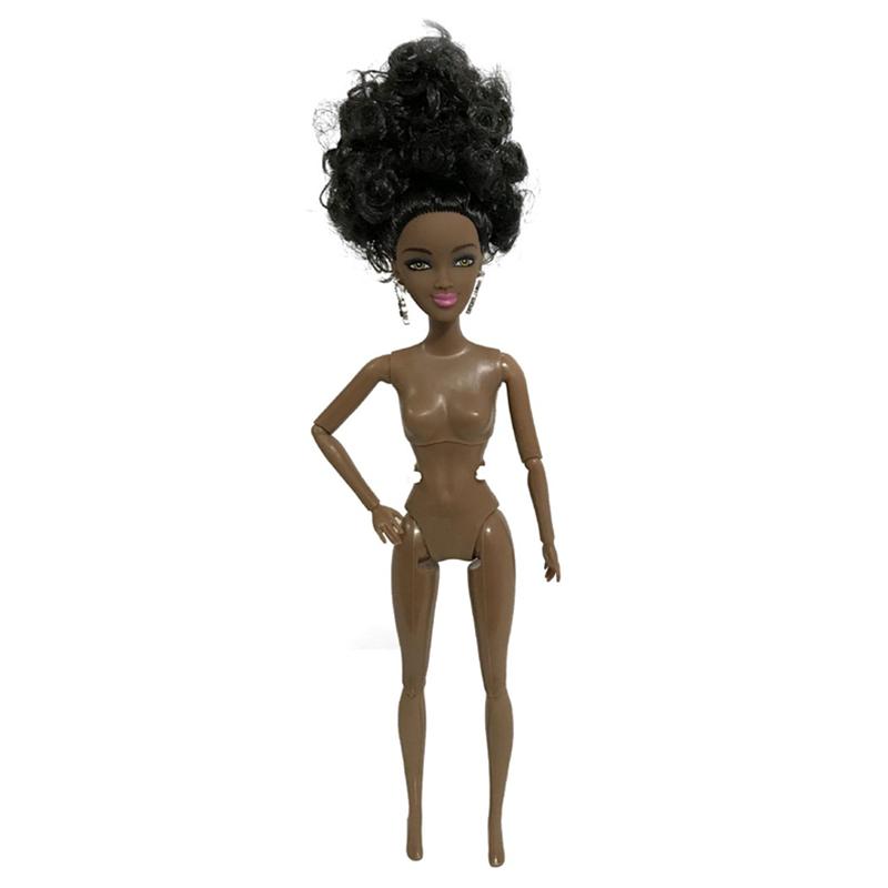 30cm Height Black Dolls Multi-jointed Black Skin African Dolls with Black Hair for Girls Diy Dress Up Toys