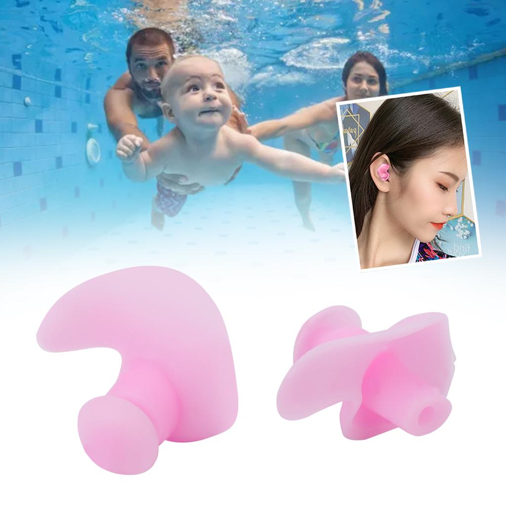 1 Pair Swimming Ear Plugs Soft Silica Gel Waterproof DustProof Water Sports Swim Earplugs(Pink in Bulk )
