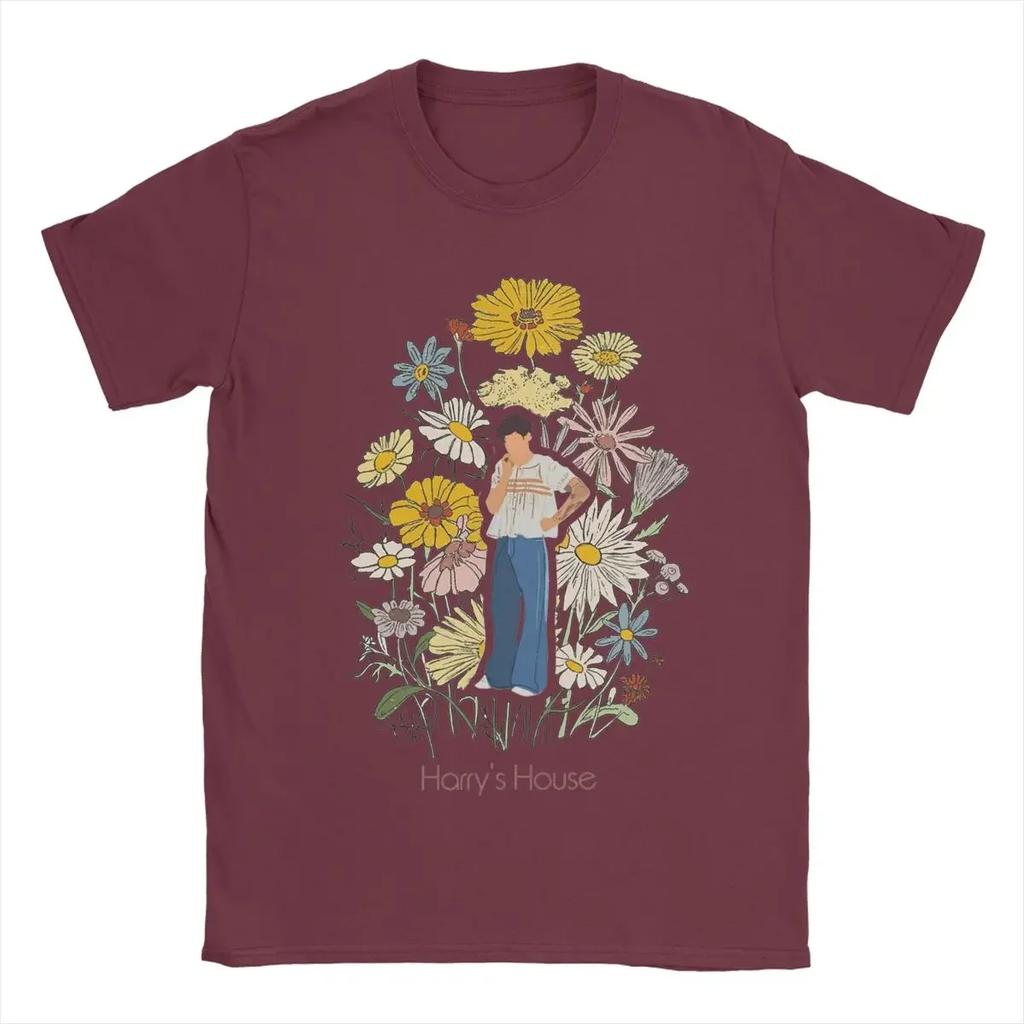 Kurzarm Kleidung Sommer Herren Reine Baumwolle Vintage T-Shirt O-Ausschnitt T-Shirt Harrys Stil Frucht Mann Mit Blumen T-Shirt