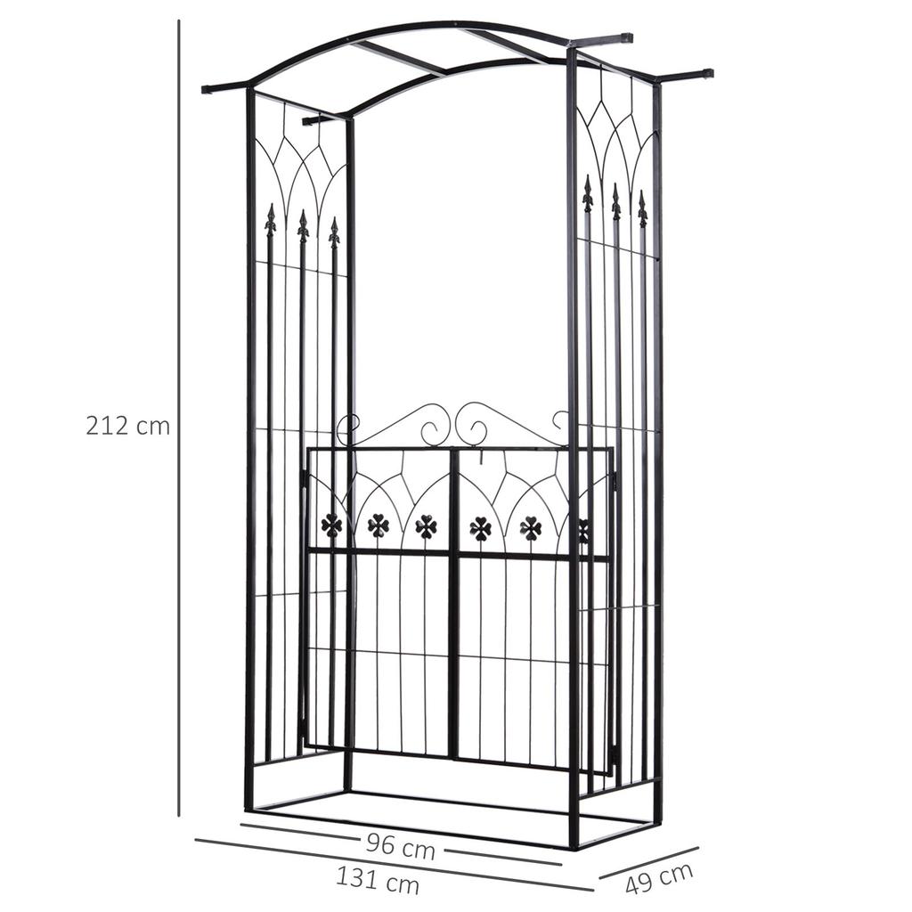 Garden Outdoor Entrance Arch with Door Outdoor Patio Decoration for Rose Trellis Arbour Climbing Plant 131L X 49W X 200Hcm