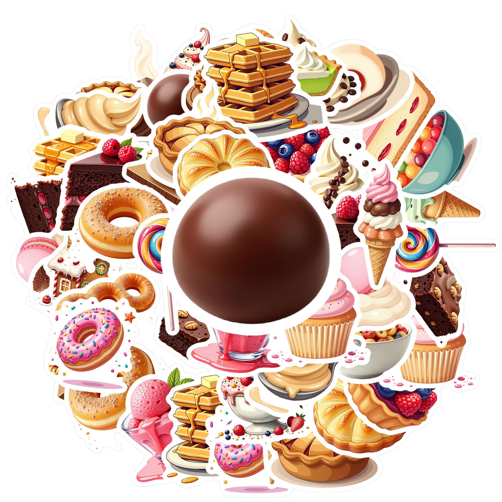 

35-70cps Sweet Dessert Stickers Donut Ice Cream Strawberry Cake Aesthetic Decals Decoration Phone Luggage Water Bottle School
