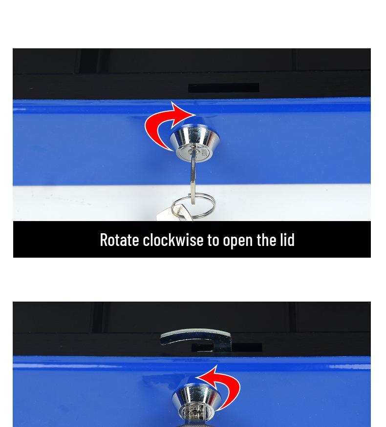 Portable Thickened Metal Cash Box with Lock and Password, Secure Storage Organizer