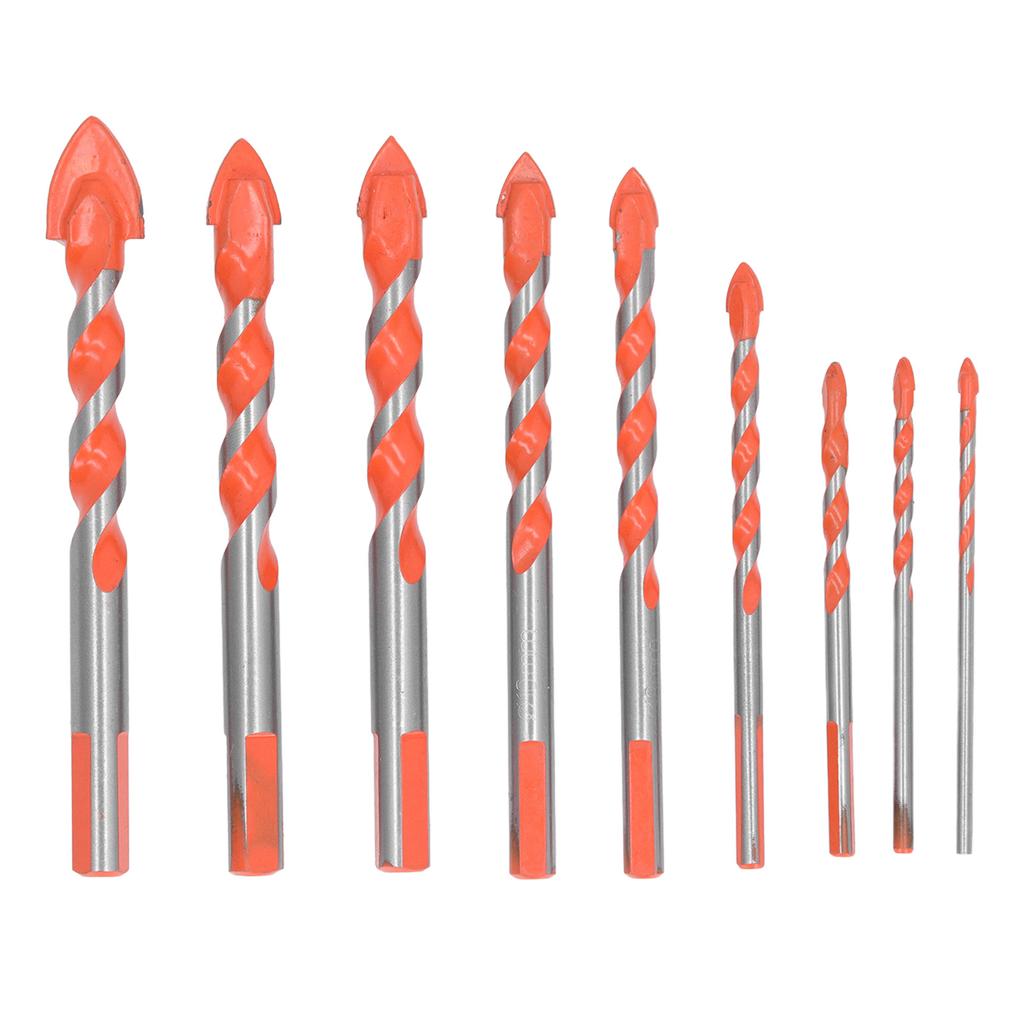 9Pcs Masonry Drill Bits Set Cemented Carbide Industrial Strength Carbide Tip for Wood Ceramic Tile