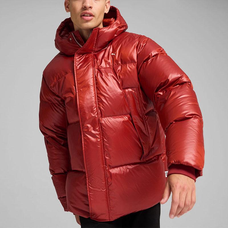 Puma Loose Fit Hooded Zipper Windproof Waterproof Warm Jacket Down Coat Men Jackets Mars-Red 626710-63
