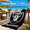 Custom Name Beach Towel Oakland Raiders Fan Gear Microfiber Beach Towel, Lightweight for Summer Travel, Swimming Pool Fan Birthday Gift
