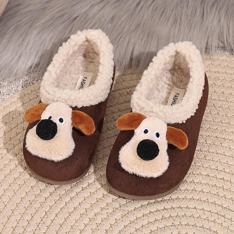 Warm Cotton Cartoon Puppy Shoes for Girls - 2025 Winter New Korean Style Toddler Loafers
