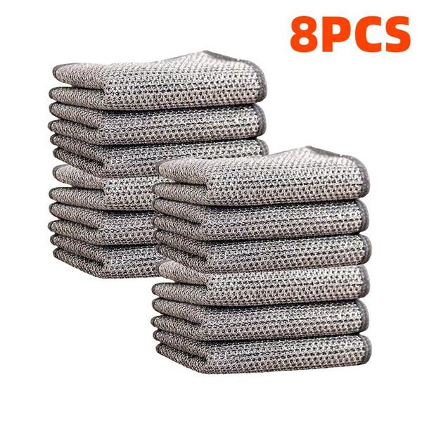 2/4/8/12PCS Magic Cleaning Cloth Thickened Double-sided Metal Steel Wire Rags Kitchen Dish Pot Washdishing Cloths Towel Clean Tools