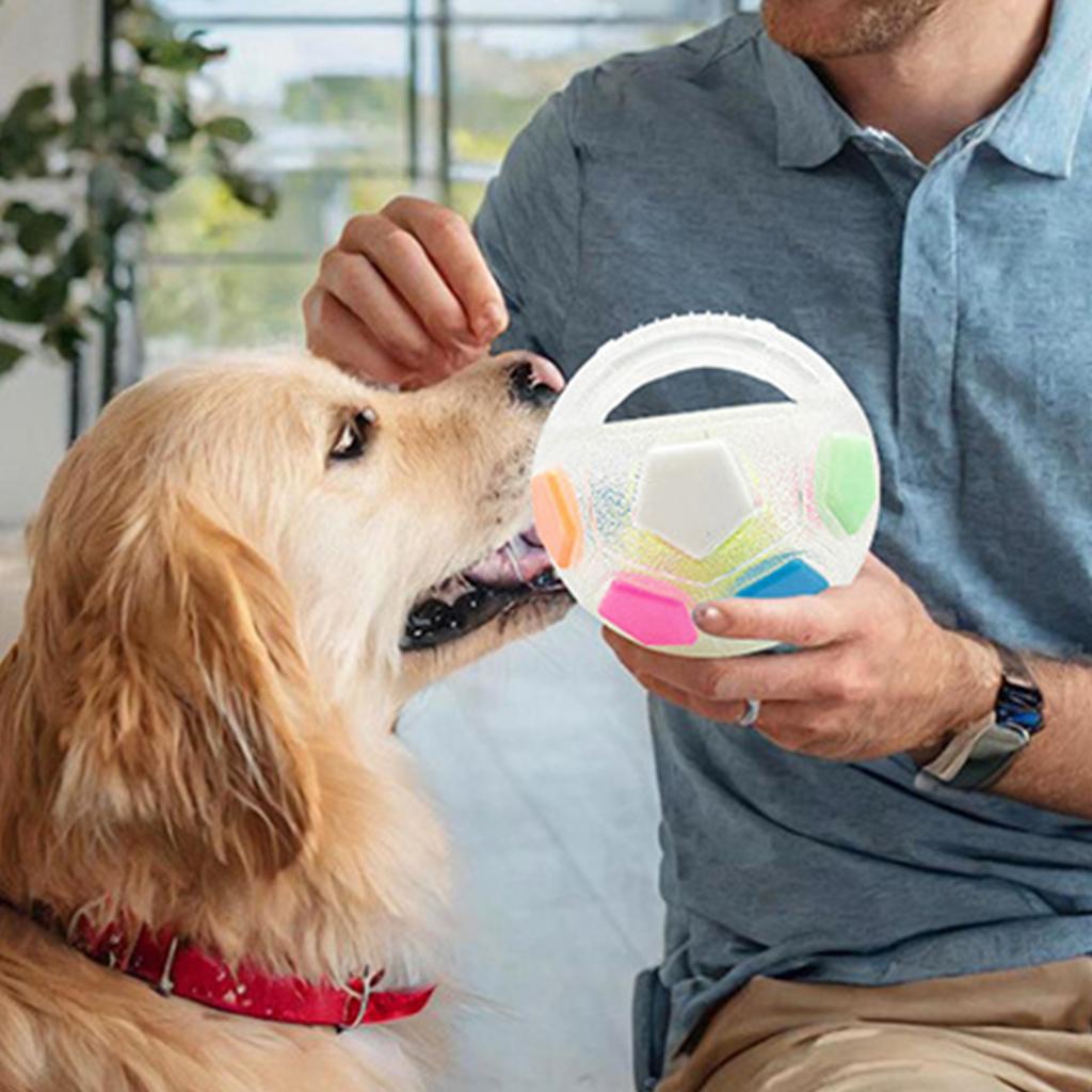 Dog Calming Ball W/ Easy-Grip Handle Rubber Football Shape Pet Dog Toys Interactive Tough Dog Ball Toy for Medium Large Dogs