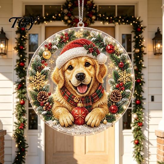 Acrylic Christmas Ornaments Faux Pearl Art Hanging Ornament Kit, Glowing Holiday Decor Festival Set for Tree Window, DIY Festive Pendant Home