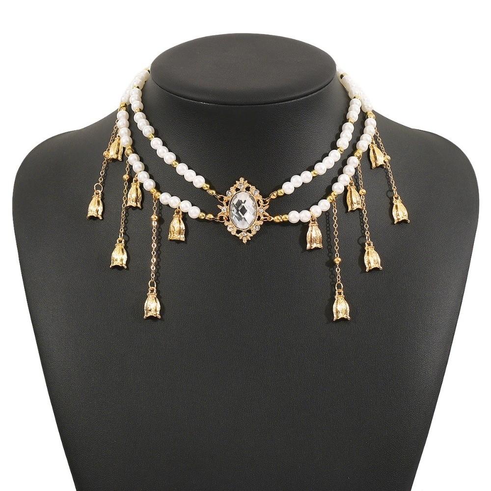 Double Layer Forehead Chain Vintage Luxury Ethnic Headwear Elegant Crystal Necklace  Women Jewelry