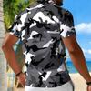Women Short Sleeve Polo Shirt Khaki Black Brown Full Leopard Spot Print Half Zip Lapel Top