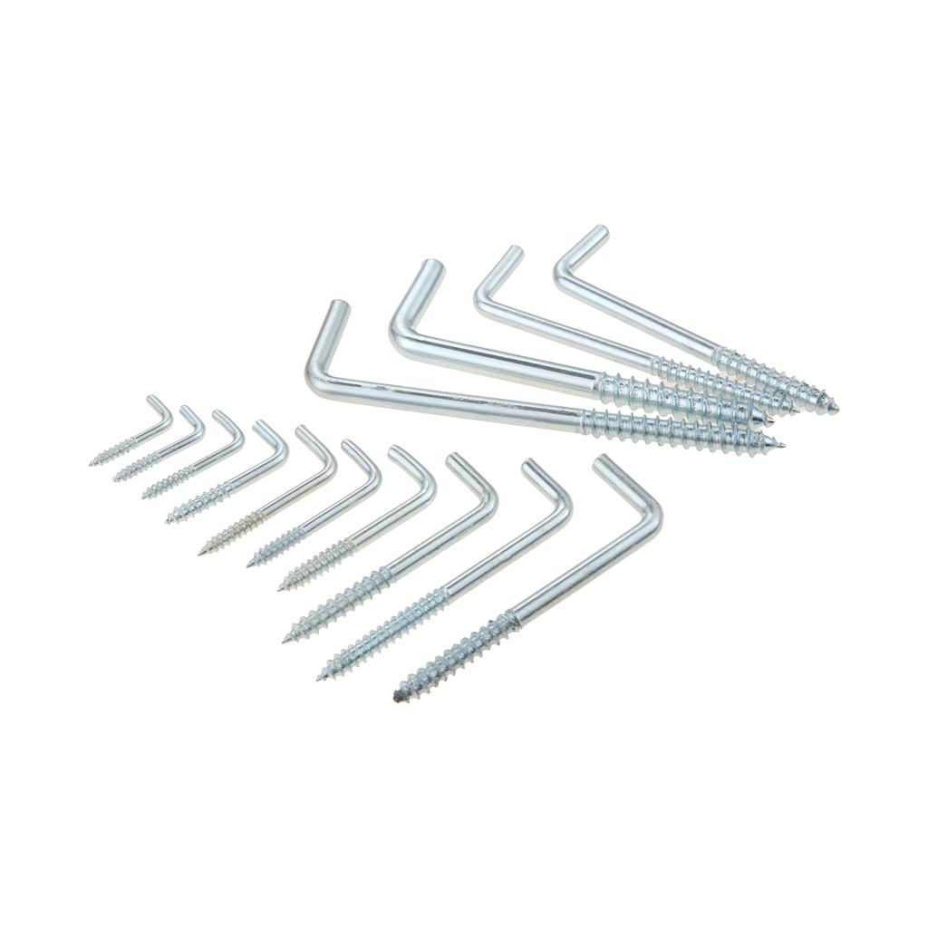 10/20pcs Square Bend Hook L Cup Hanger Screw-in 7-shape 20-40mm Wall Mount Picture Photo Frame Lamp Light Eyescrew Zinc-Plated