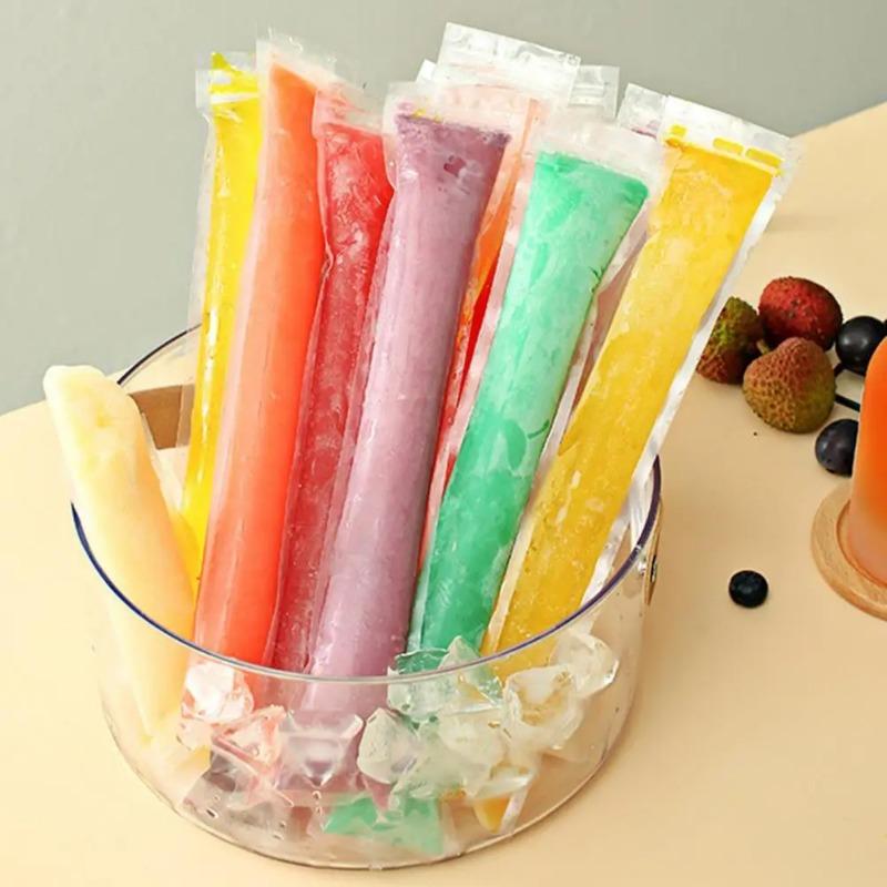 Disposable Popsicle Mold Bags BPA-Free Freezer Tubes with Zip Seals and Funnel  for Ice Pops Yogurt Juice Smoothies