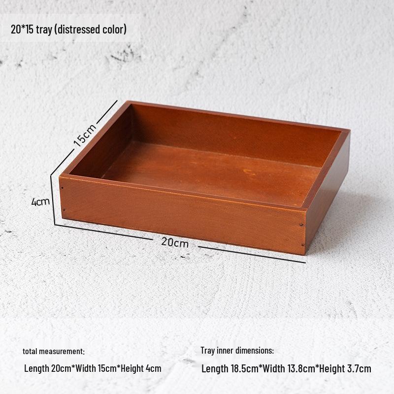 Retro Wooden Multi-Grid Desktop Storage Box and Display Tray