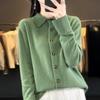 Damen POLO-Kragen Pullover Mode Strickjacken Lässig Einfarbig Druck Herbst Winter Langarm
