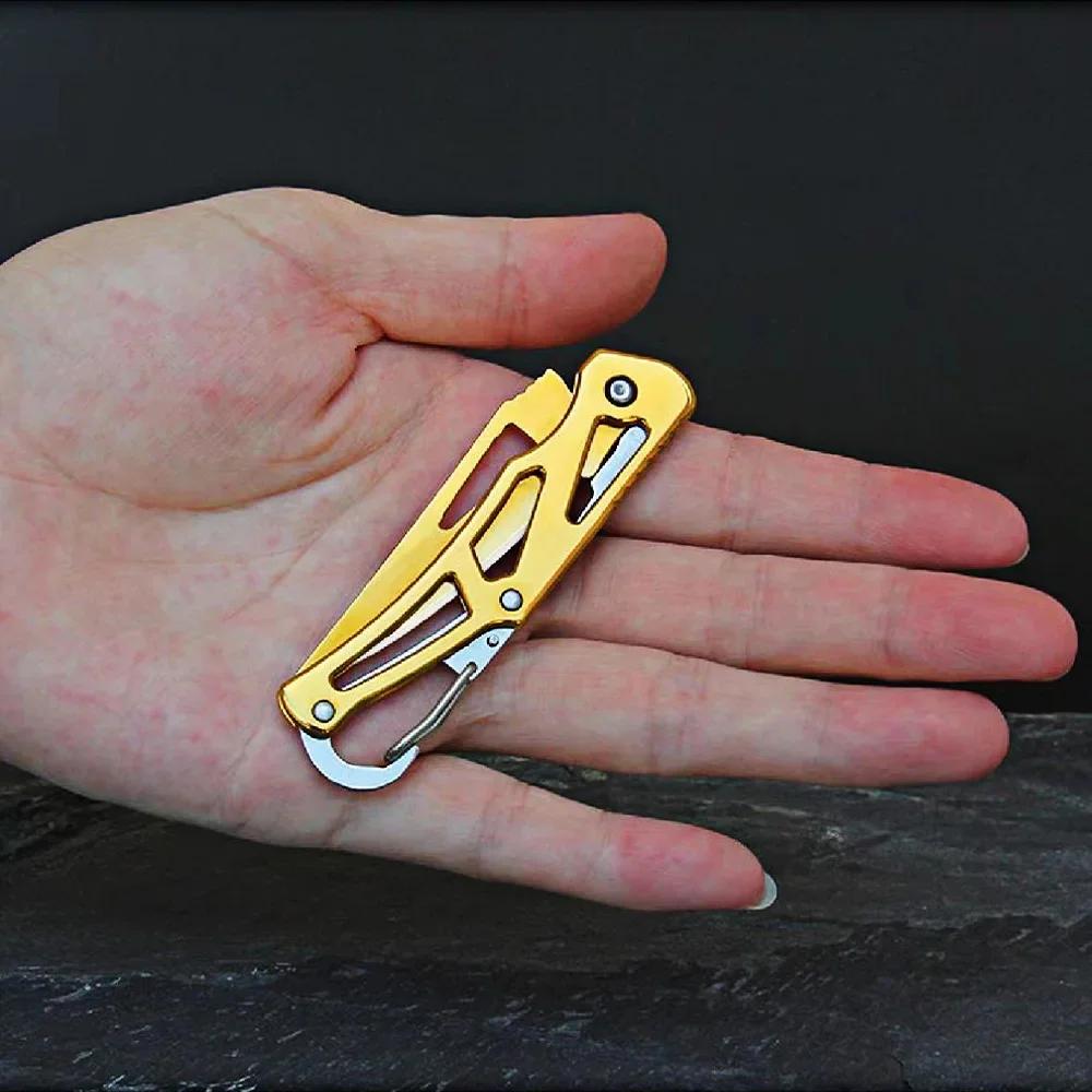 Portable Folding Knife Keychain, Fruit Cutter, Multipurpose Pocket Knife, Utility Knives, Stainless Steel, Kitchen Accessories