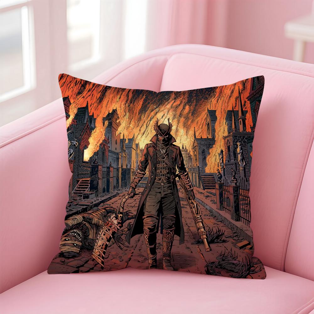 Game Horror BBloodborne Cushion Cover Pillow Case Soft Friendly Fabric  Concealed Zipper