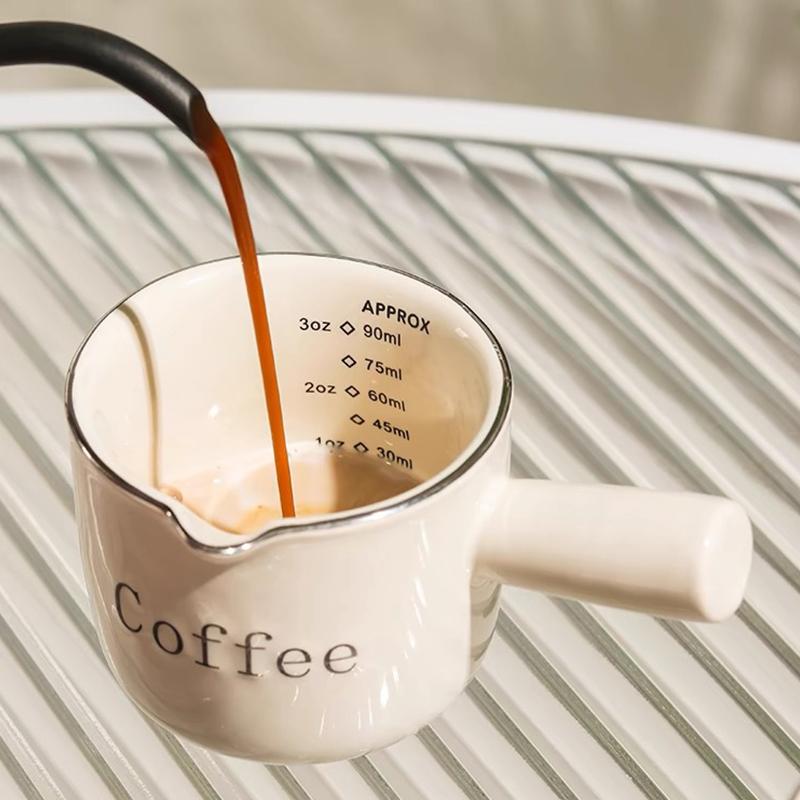 Keramik Espresso Kaffee Messbecher Mit Skala Extraktionsbecher Milchbecher Milchkännchen Mit Henkel Latte Mischbecher Skala Messbecher