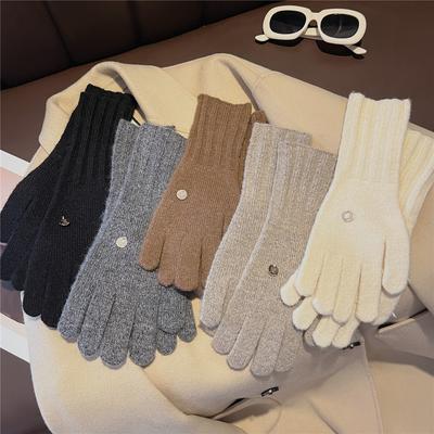 Rote gestrickte Wollhandschuhe für Damen im Winter Koreanischer Stil Fingerlos Touchscreen Studentisches Paar zum Warmhalten