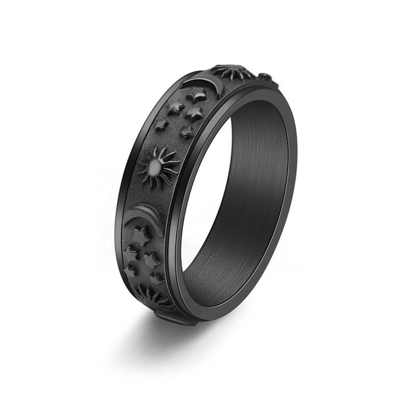 6mm Rotating Star Moon Sun Ring for Women Stress Relief Elegant Jewelry