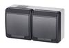 Hermes Hermetic Double Surface-Mounted Socket With Grounding 16A Ip44 Anthracite 0322-07