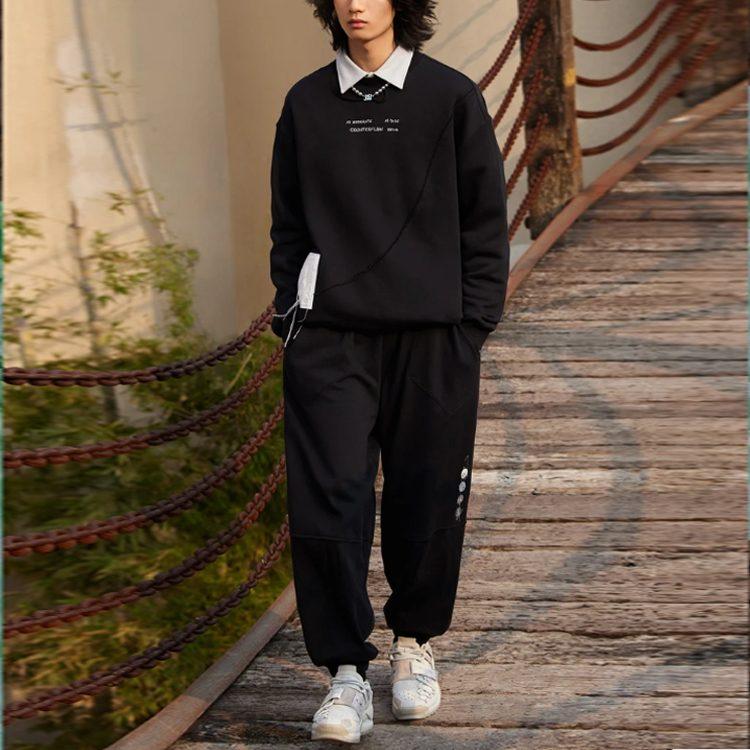 Li Ning CF Tracing Sweatshirts Unisex Black Crew Neck Moderate Regular AWDS595-2
