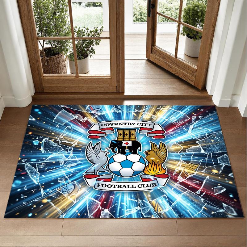 Coventry City Football Design Crystal Velvet Rug Soft Decorative Mat for Bedroom Entrance
