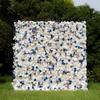 Uflower Artificial Flower Wall Roll-Up White & Purple Fabric Floral Backdrop for Wedding Event Party Decorations Curtain