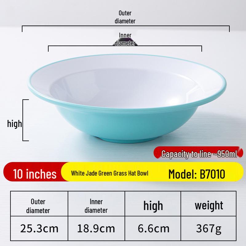 A8 Two-Color Melamine Straw Hat Bowl - Imitation Porcelain Large Serving Bowl for Restaurants, Soup, Pasta, and More.