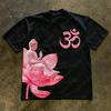2026 Buddha Says Relax Print Tshirt Tops Unisex Shortsleeved Retro Hip Hop Harajuku Street Y2k Casual Fashion Tops Clothing